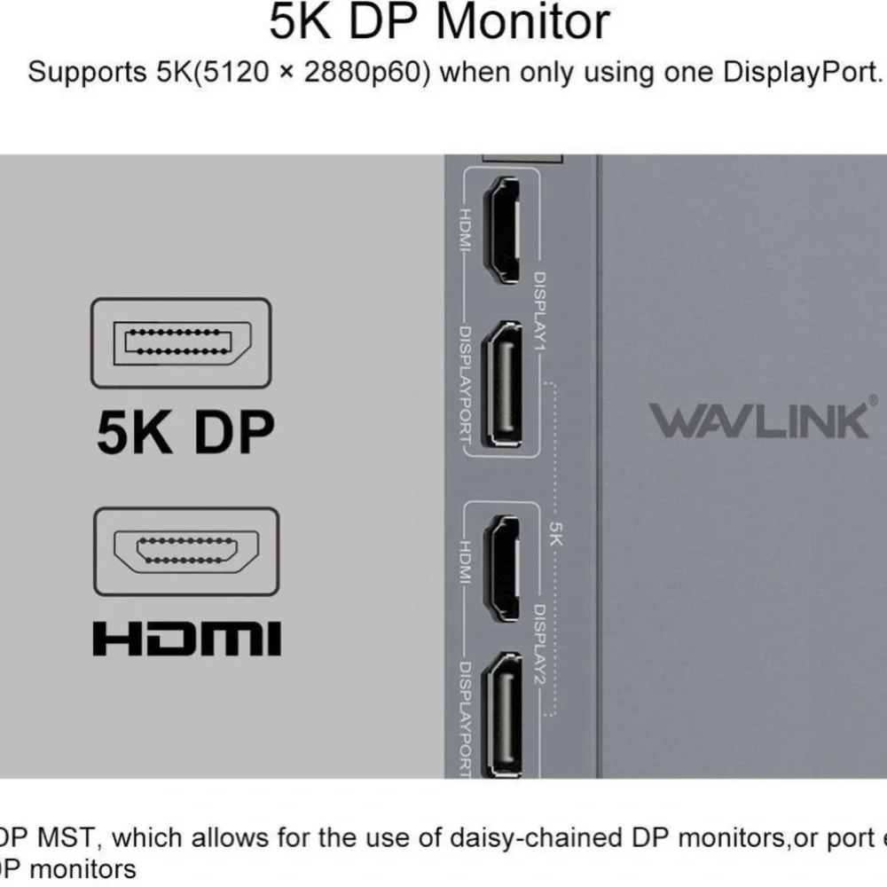 Wavlink UG69DK7 USB-C Dual 4K Display Docking Station - NWT